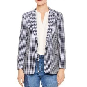SANDRO Size 40 Blue & Grey Plaid Blazer EUC Champaign Lining Real Pockets